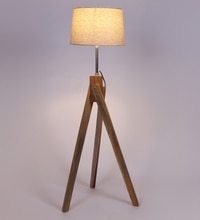 Crisscross Floor Lamp with Natural Wood Shade