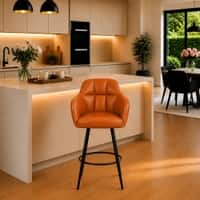 Doe Buck Luxury Faux Leather Counter Height Bar Stool in Tan Colour