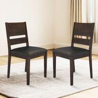 Cabalo Solid Wood Dining Chair Set Of 2 In Dark Walnut Finish