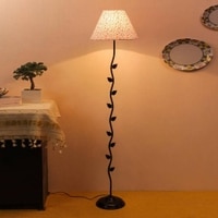 Nicolai Multicolour Fabric Floor Lamp with Black Iron Base