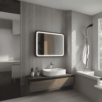 Modern Rectangular LED Mirror with Gold Stainless Steel Frame