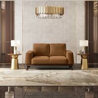 Granada Premium 2 Seater Fabric Sofa in Ochre velvet Colour