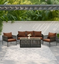 Granada 3+1+1 Seater Rope Sofa Set in Grey and Brown Finish