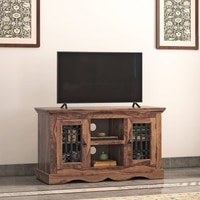 Bunai Solid Wood Free Standing TV Unit In Teak Finish