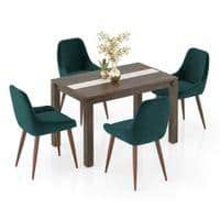 Atlas Crest Solid Wood 4 Seater Dining Table With Rickman Lounge Chairs