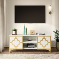 Gold Lux free-standing TV cabinet in White