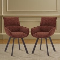 Bren Swivel Dining Chair In Auburn Fabric
