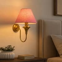 Devansh Metal Electric Wall Light in Antique Gold Colour with Pink Shade Count of 2 Lights