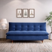 Della 3 Seater Sofa Cum Bed In Blue Colour