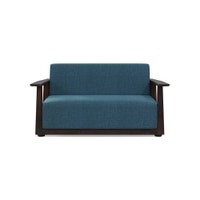Serra Wooden Sofa - Mahogany Finish (Colonial Blue)