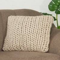 Rapunzel Pale Whisper Hand Braided Cotton Knitted Decorative Cushion Cover 16 x 16 Inches