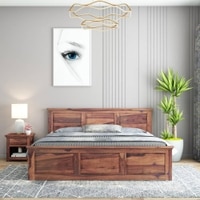 Stainfleld Solid Wood Queen  Size Bed With Box Storage (Teak Finish)