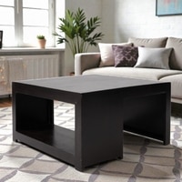 Wayne Sheesham Wood Contemporary Square Coffee Table In Extra Dark Mahagony Finish