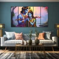 The Castle Decor Radha Krishna Wall Painting Wooden Framed 27x48 Inch (Style 13)