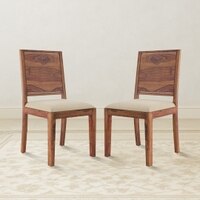 Oribi Solid Wood Dining Chair Set Of 2 In Teak Finish