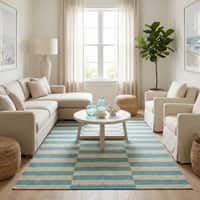 Jaipur Rugs Striped Wool 4x6 Feet Italian Straw And Capri Dhurrie Carpet