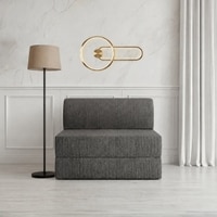 Sleepwell Sofa Cum Bed Single Seater Resitec Foam Grey 75x30x7 Inch