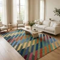 Jaipur Rugs Soft Striped Wool 5x8 Feet Red And Poppy Dhurrie Carpet