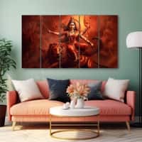 The Castle Decor Jai Maa Durga Wall Painting Wooden Framed 27x48 Inch