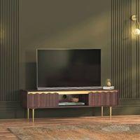 Keoni Solid Wood Free Standing TV Unit in Claret Mahogany Finish