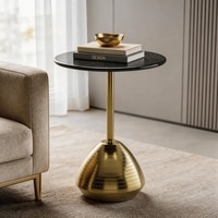 Della Marble Side Table in Epl Gold Finish