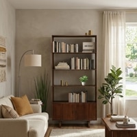 Ravelle Solid Wood  Bookshelf in Tobacco Finish