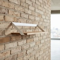 Slope Solid Wood Wall Shelf in Mango Natural & Metal White