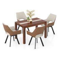 Atlas Crest Solid Wood 4 Seater Dining Table with set of 4 Casey Swivel Dining Chair