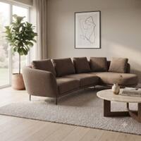 Aria 4 Seater L Shaped Corner Sofa Right Facing Chaise Brown