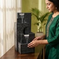 Water Fountain Midnight Cascade Tabletop Water Fountain in Charcoal Black Colour