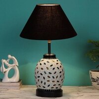 Alison Black cotton Glass Table lamp with Iron Base