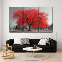 Truss Pcs Red Grey Tree Canvas Wall Prints Canvas Wall Prints Set of 3 Multicolor Matte