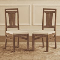 Tessa Solid Wood Dining Chair In Sienna Teak Finish With Wheat Brown Colour Fabric