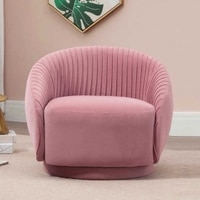 Lorna Swivel Solid Wood Round Chair in Pink Colour