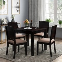 Arabia Solid Wood 4 Seater Storage Dining Table In Mahogany Finish