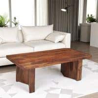 Kassel Sheesham Wood Contemporary Rectangle Coffee Table In Natural Teak Finish