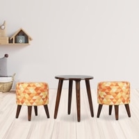 Daniel Solid Wood  Ottomon in  Yellow Colour