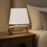 Devansh White Jute Table Lamp With  Wood Natural Base -10