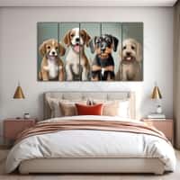 The Castle Decor Dogs Art Wall Painting Wooden Framed Digital Painting 27x48 Inch (Style 3)