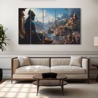 The Castle Decor Lord Rama Wall Art Set of 5 Digital Painting 27x48 Inch