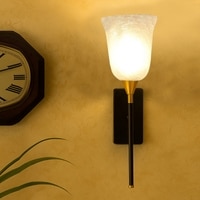 Devansh Metal Electric Wall Light in Black Colour with White Shade Count of 1 Light
