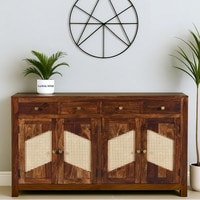 Sheesham Wood 4 Door 4 Drawer Sideboard in Provincial Teak Finish