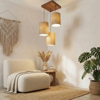 Elementary Brown Solid Wood Cluster Hanging Light