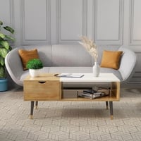 Hexa Engineered Wood Coffee Table With 1 Drawer In Giant Wood And Frosty White