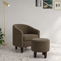 Daviana Boucle Fabric Lounge Chair in Brown Colour
