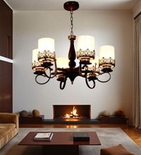 Eliante Chandelier, 6-Light Mild Steel Ceiling Fixture For Living Room, Modern Lighting