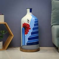 Escalier Flight Hand Painted White Glass Shade Table Lamp