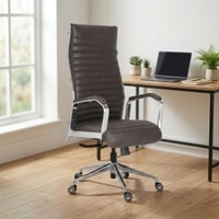 Ettorez  Global Hb Stylish Sleek Leatherette Office Chair In Brown Colour