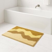 Luxe Home Waves Design Macau Bath Mat (40x60 cm, Yellow) (Pack of 1)