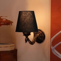 Devansh Metal Electric Wall Light in Antique Gold Colour with Black Shade Count of 1 Light